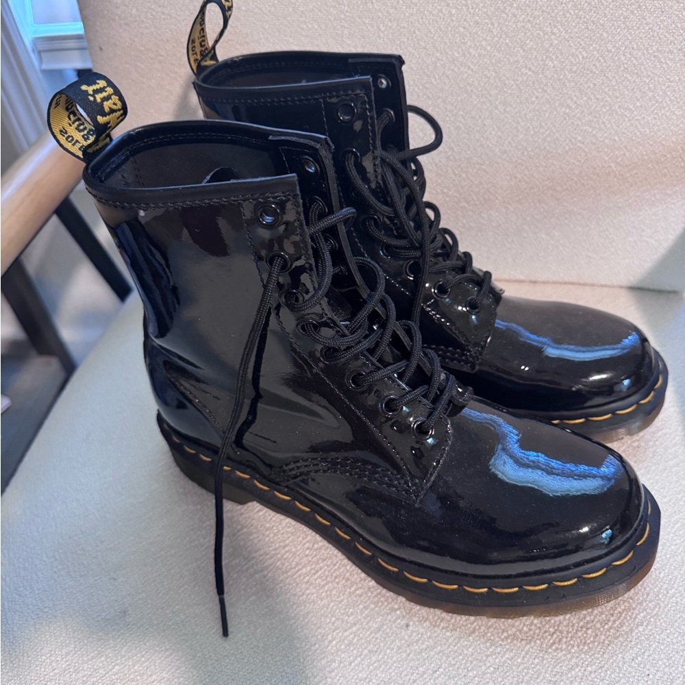 Dr. Martens Black Patent Leather Women's Boots
